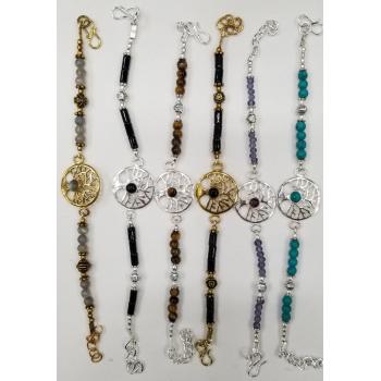 KIJB-14 Brass Tree Of Life Beaded Bracelets