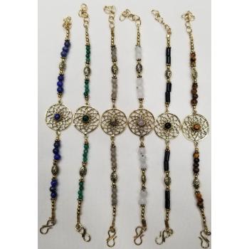KIJB-15 Brass Lotus FOL Beaded Bracelets