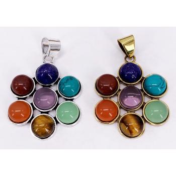 KIJP-121 Brass 7 Chakra Stone Pendent