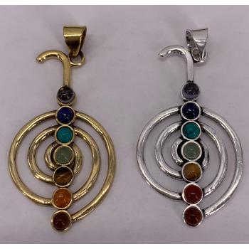 KIJP-122 Brass Reiki 7 Chakra Pendent