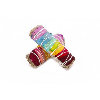 KINS-25 California White Sage with 7 chakra Rose Petals 4"