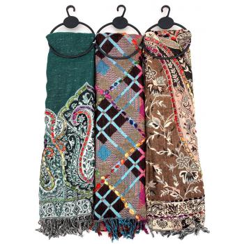 KIS-5 Viscose Embroidery Scarves Asst