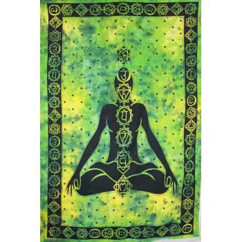 KTP-34-A Twinsize Tapestry with 7 Chakra Green