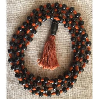 Mala-10C Small Bead Knotted Mala Black