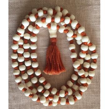 Mala-10 Small Bead Knotted Mala White