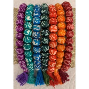 Mala-28A Bone Colored Printed Mala Bracelets