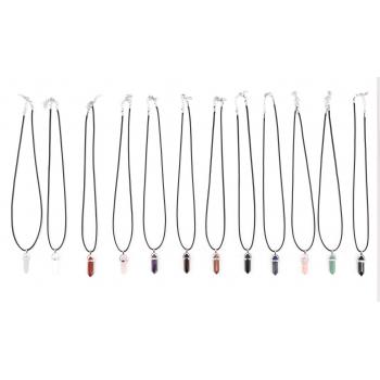 Nage-8A Stone Bullet Pendents with Chain pack of 12