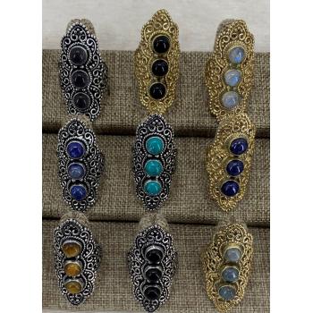 NPR-08 Brass 3 Stone Rings