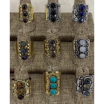 NPR-12 Brass 3 Stone Rings