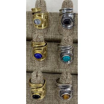 NPR-13 Brass Stone Rings Twist Over