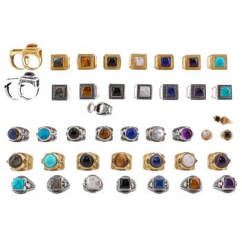 NPR-16 Brass Assorted Stone and Pattern Poison Rings