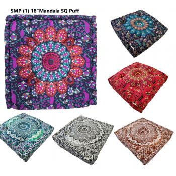 SMP-1 Cotton Filled Mandala Square Pouf 18inch