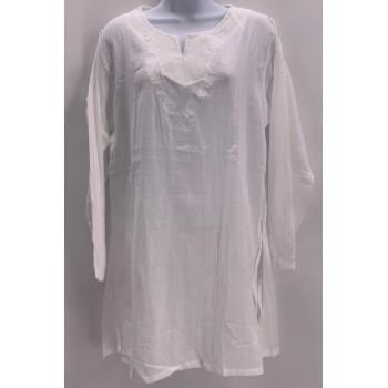 TKW-09  White Cotton Ladies Kurta